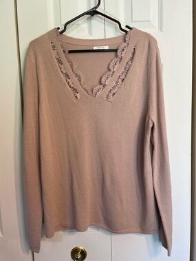 Maurices Dusty Pink Knit Top with V-Neck Trim